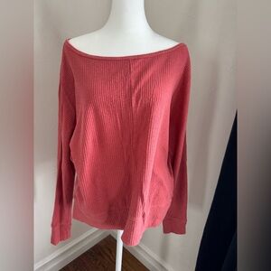 GAP Off-Shoulder Ribbed Knit Shirt - Red